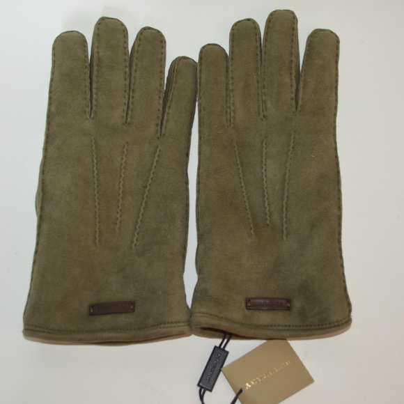 NWT BURBERRY SHEARLING LINED SUEDE GLOVES - Picture 5 of 7